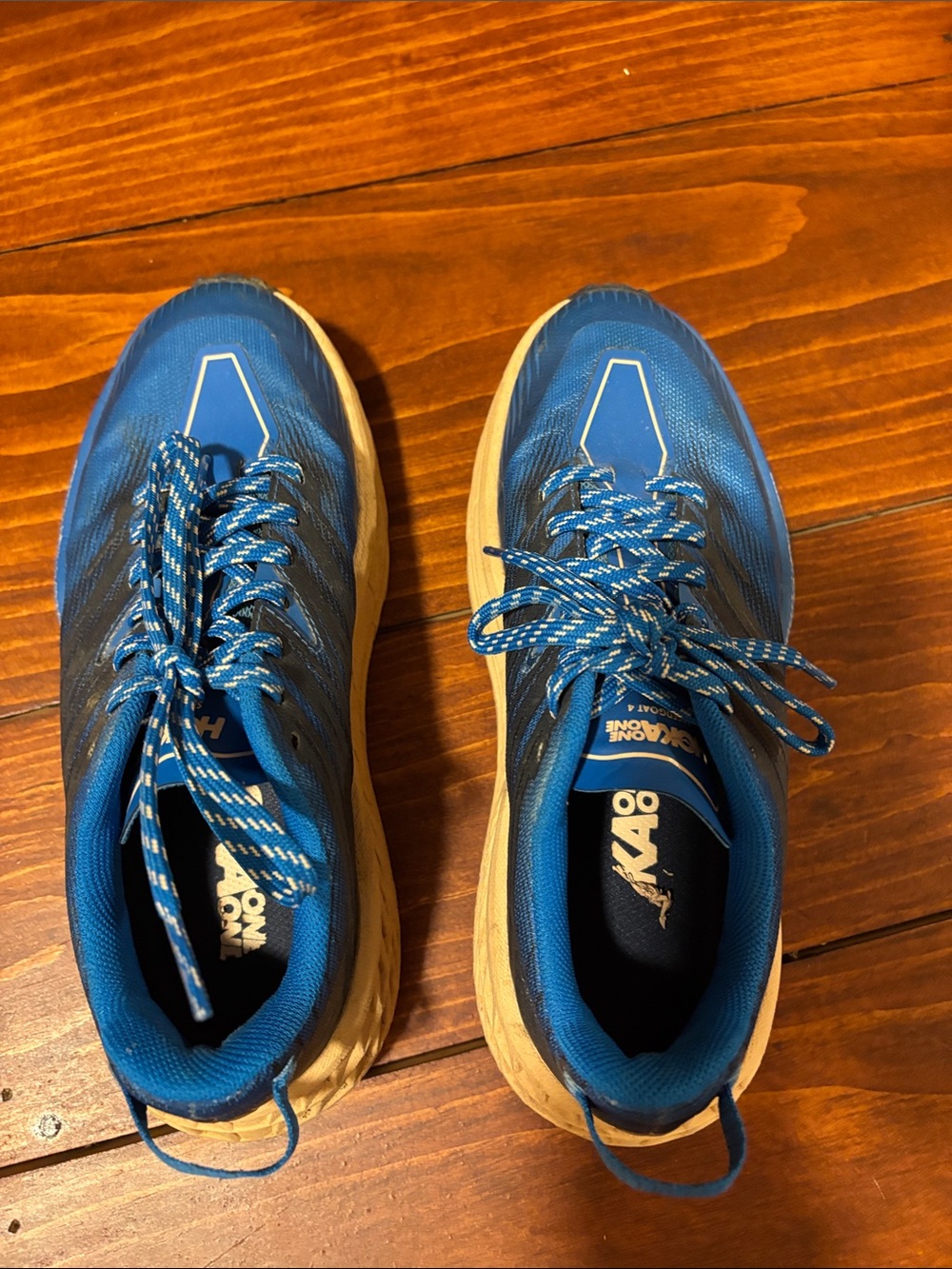 Hoka One One Men's Blue Athletic Running Sneakers with Cream Midsole